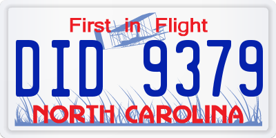 NC license plate DID9379