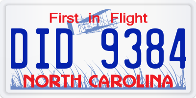 NC license plate DID9384