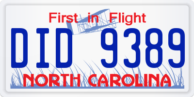 NC license plate DID9389