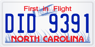 NC license plate DID9391