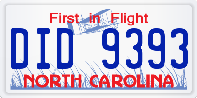 NC license plate DID9393