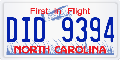 NC license plate DID9394