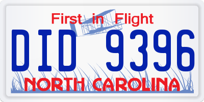 NC license plate DID9396