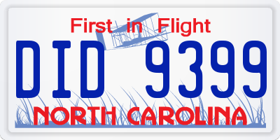 NC license plate DID9399