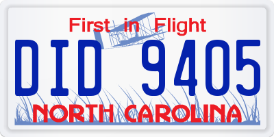 NC license plate DID9405