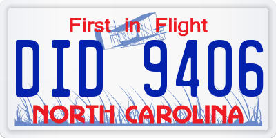 NC license plate DID9406