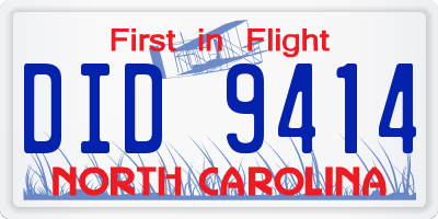 NC license plate DID9414