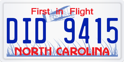 NC license plate DID9415