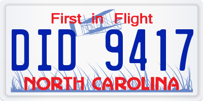 NC license plate DID9417