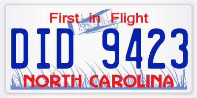 NC license plate DID9423