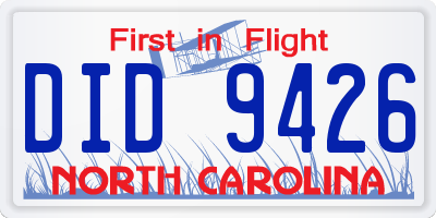 NC license plate DID9426
