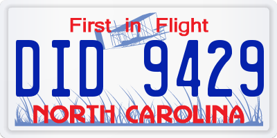 NC license plate DID9429