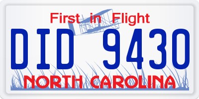 NC license plate DID9430