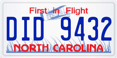 NC license plate DID9432