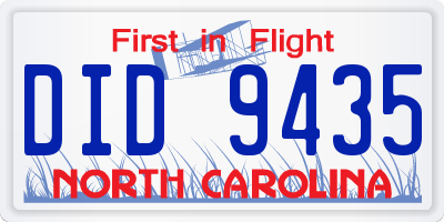 NC license plate DID9435