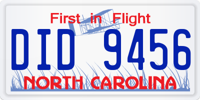NC license plate DID9456