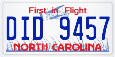 NC license plate DID9457