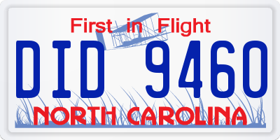 NC license plate DID9460