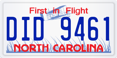 NC license plate DID9461