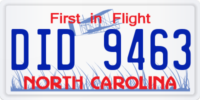 NC license plate DID9463