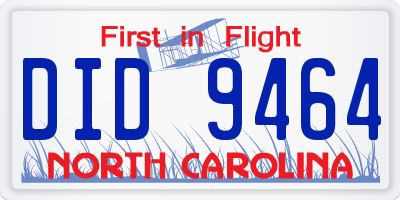NC license plate DID9464
