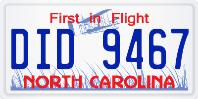 NC license plate DID9467