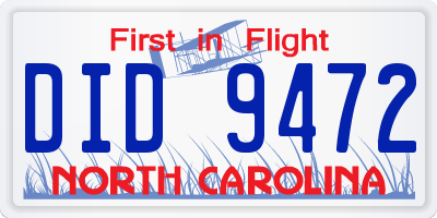 NC license plate DID9472