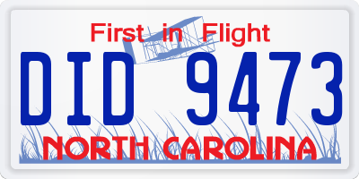 NC license plate DID9473