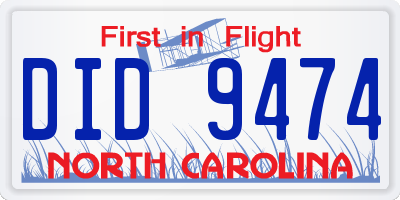 NC license plate DID9474