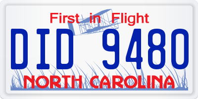 NC license plate DID9480