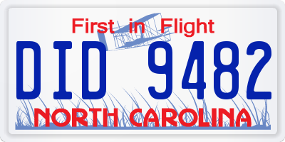 NC license plate DID9482