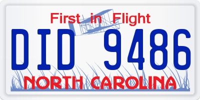 NC license plate DID9486