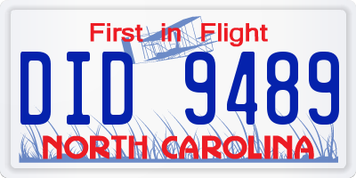NC license plate DID9489