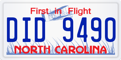 NC license plate DID9490
