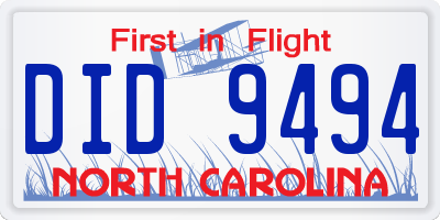 NC license plate DID9494