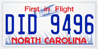 NC license plate DID9496
