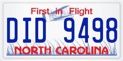NC license plate DID9498