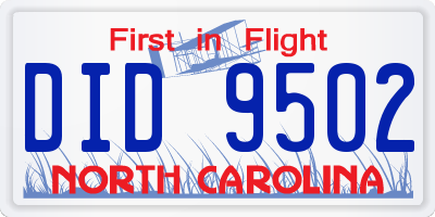 NC license plate DID9502