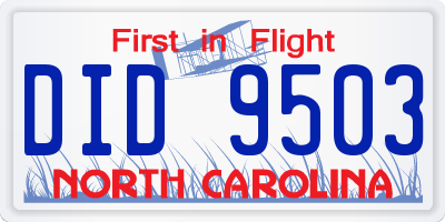 NC license plate DID9503