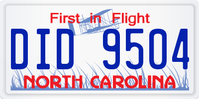 NC license plate DID9504