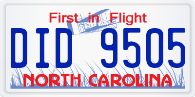 NC license plate DID9505