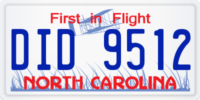 NC license plate DID9512