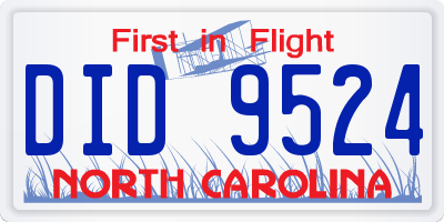 NC license plate DID9524