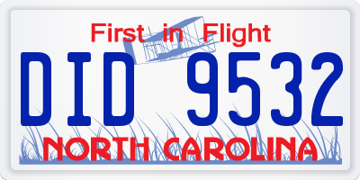 NC license plate DID9532