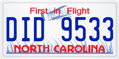 NC license plate DID9533