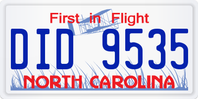 NC license plate DID9535