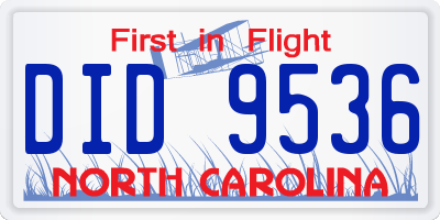 NC license plate DID9536