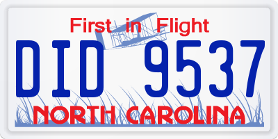 NC license plate DID9537