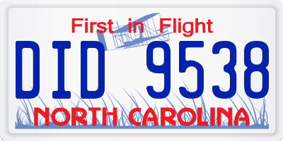 NC license plate DID9538