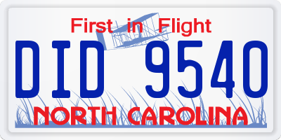 NC license plate DID9540